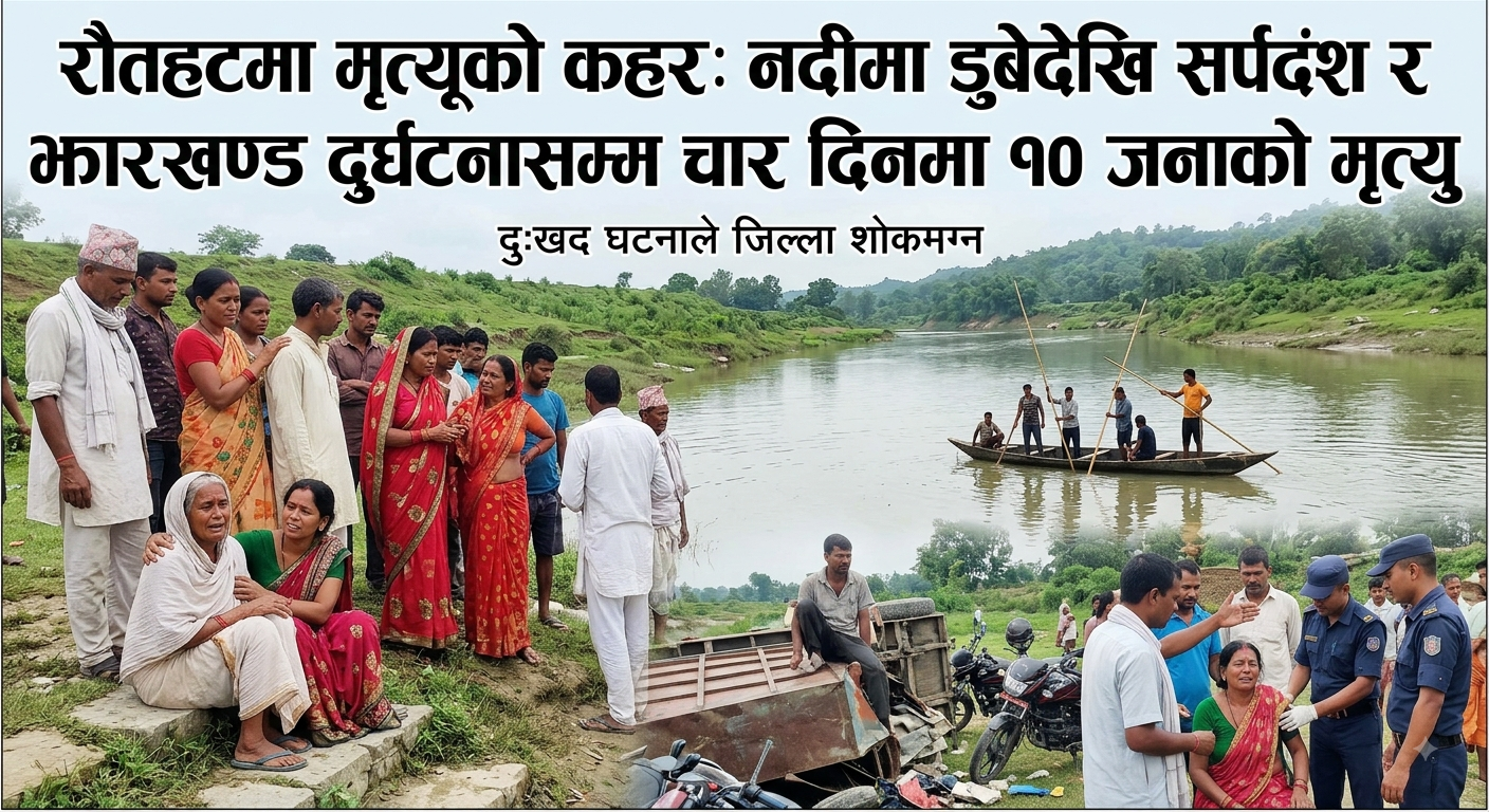 रौतहटमा मृत्युको कहर चार दिनमा १० जनाको मृत्यु : नदीमा डुबेदेखि सर्पदंश र झारखण्ड दुर्घटनासम्म