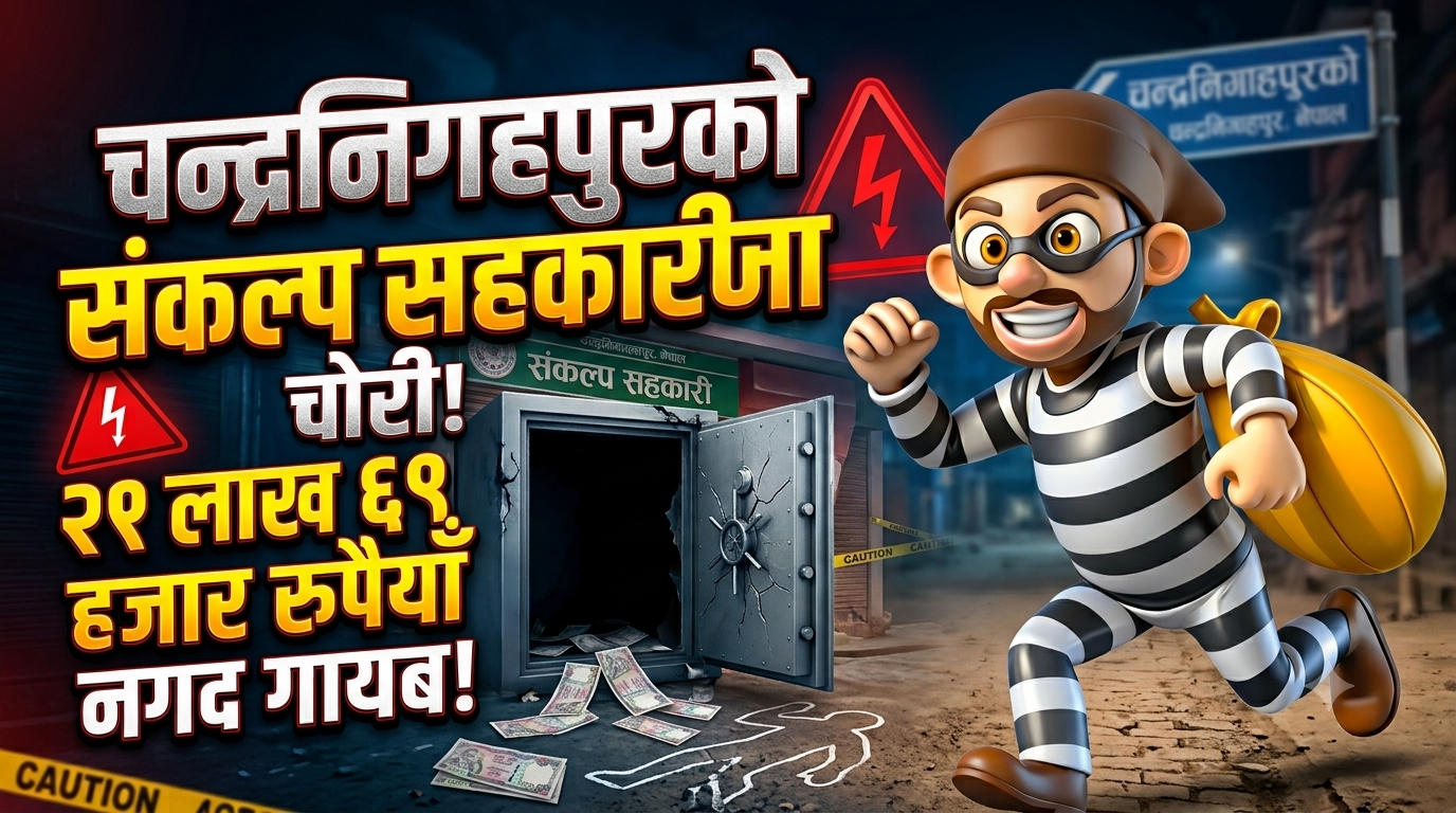 चन्द्रनिगाहपुरको संकल्प सहकारीमा चोरी, २१ लाख ६९ हजार रुपैयाँ नगद गायब